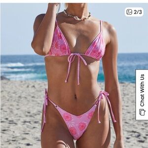 PacSun Pink Floral Bikini Set